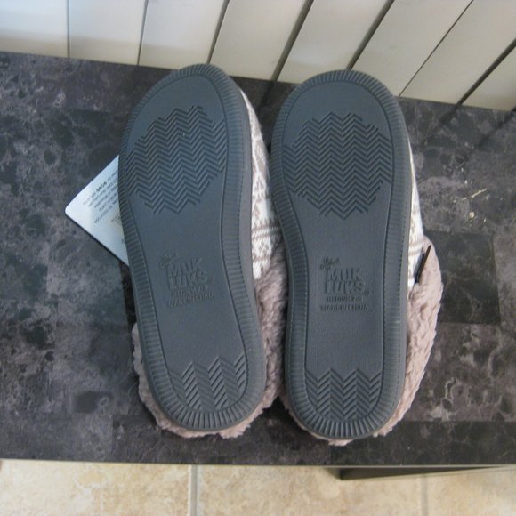 NWT Muk Luks gray purple white slippers M 7 8 - Picture 4 of 7